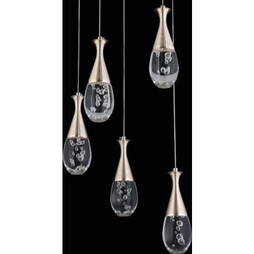 The new modern creative acrylic droplets led minimalist living room chandelier personality 5 head restaurant bedroom Chandelier