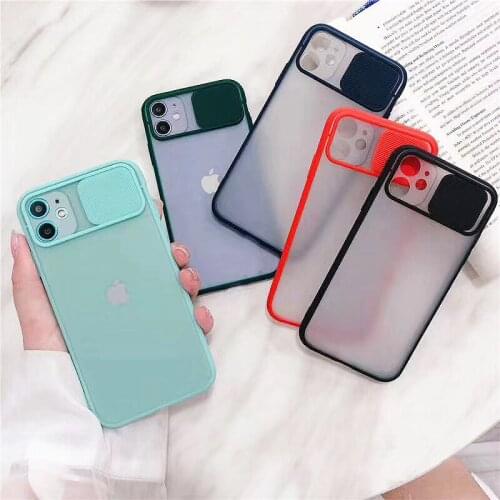Slim Stylish Case With Slide Camera Lens Protection Design Frosted Cover for iPhone 6s 7 8 SE X Xs Xr 11 12 Pro Max 6.7"