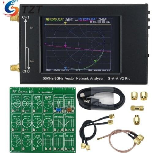 SAA2 NanoVNA V2 Pro Vector Network Analyzer VNA Antenna Analyzer 50KHz-3GHz with 3.2" LCD 0.5ppm TCXO + RF Demo Kit