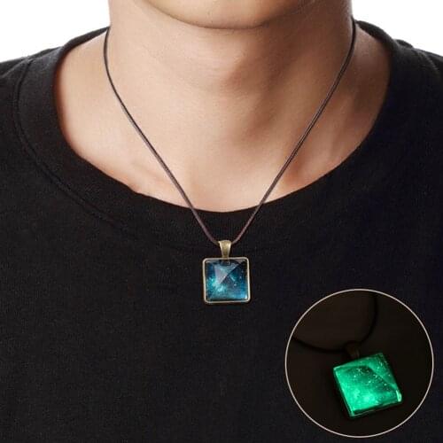 New Fashion Vintage Necklace Cool Glow In The Dark Starry Sky Pyramid Pendant 22365 Necklace Creative Jewelry Gift