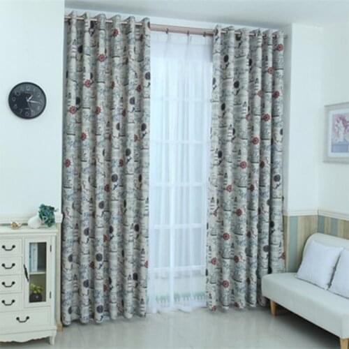Cartoon Shading Printed Curtain Voyage Black Silk Living Room Children Bedroom Shading Curtain Customizable
