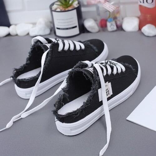 New 2019 Spring Summer Women Canvas Shoes flat sneakers women casual shoes low upper lace up white shoes 559