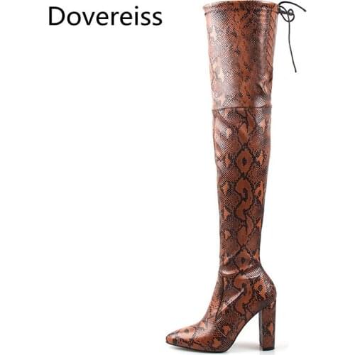 Dovereiss Fashion Womens Shoes Winter Pointed Toe new Ladies Boots Block heels Over the knee boots 36-41