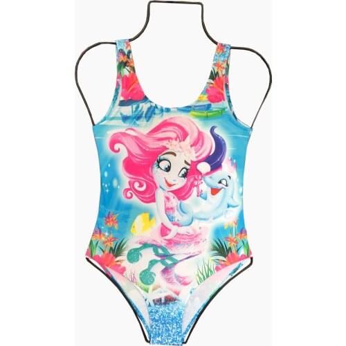 Female Child Blue Printed Swimwear Holiday, Beach, Sea, Sand Pool Fashion High Quality Cheap