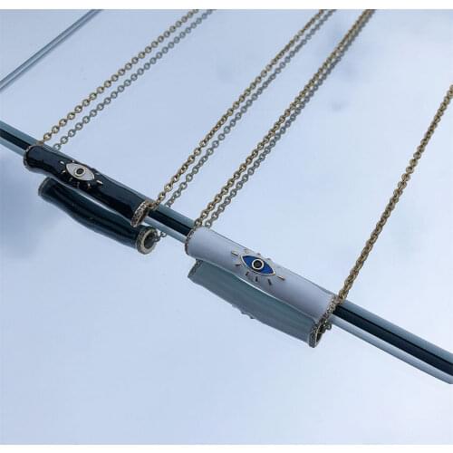 Evil Eye Pendant Necklace Womens And Mens Long Bar Pendant Lucky Necklace Jewelry Accessories