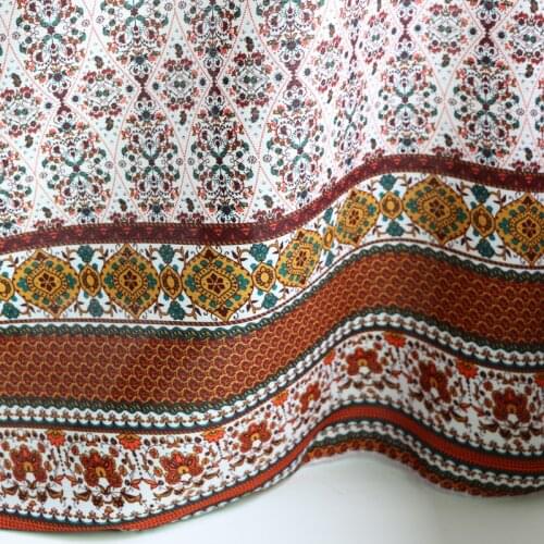 India floral cotton crepe fabric soft rayon viscose dress cloth tissu 100cm*150cm