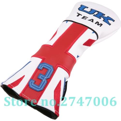 1pc Soft White PU Leather with UK & 3 5 Embroidery Fairway Wood Head Cover Golf Club FW #3 #5 Headcover