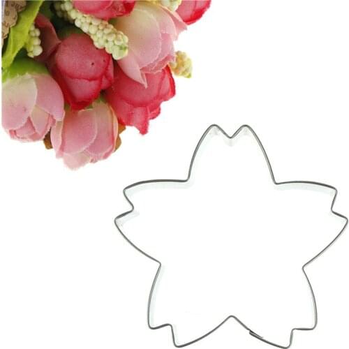1PC Stainless Steel Cherry Blossoms Flower Cookie Cutter Flower Series Sakura Flower Cake Cookie Fondant Decorating Tool 6.8*5cm