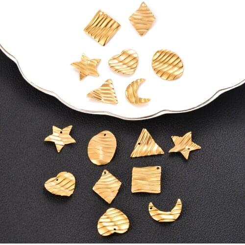 10pcs 2021 New Stainless Steel Moon LOVE Charms Star Geometric shape Charms Pendants for DIY Earrings Making Supplies Findings