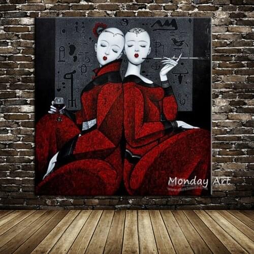 100% Hand Painted Modern A solemn nun Oil Painting Wall Art Picture Canvas Paintings Home Decor Abstract Painting Modern Decor