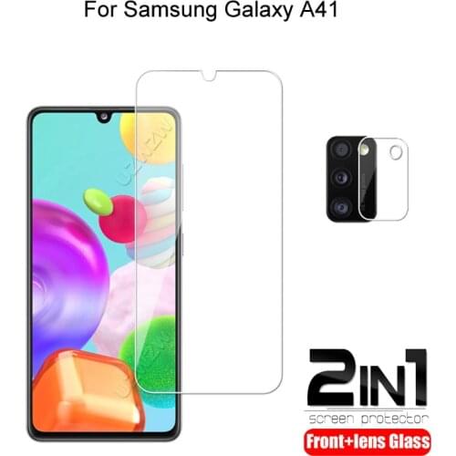 2 in 1 For Samsung Galaxy A41 Camera Lens Film & Screen Protector Guard Protective HD Tempered Glass Explosion Proof Anti-Shock