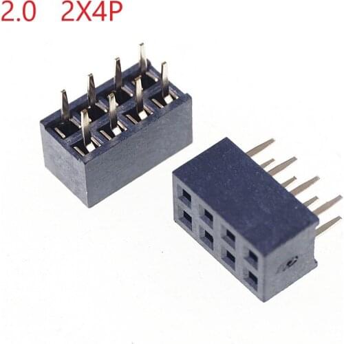 20pcs 2x4P 8 Pin 2.00 mm Female Header Pin Headers dual row Straight Through Hole Insulator height 4.30mm Rohs