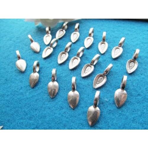 200pcs Antique Silver tone/Antique Bronze Raindrop Base Bails Beads Connector Pendant Cham Finding,Fit Charm Bracelet Necklace