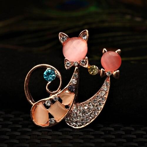 2021 Fashion Jewelry Opal Crystal Rhinestone Cat Lady Brooch Charm Beautiful Bridal Wedding Collar Brooch Accessories