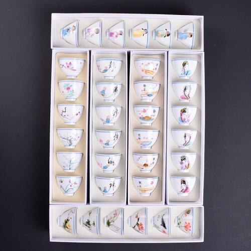 6 pcs/lot Ceramic teacup With gift box Oolong tea Small cups Boutique porcelain Tea set Accessories Master Personal Single Cup