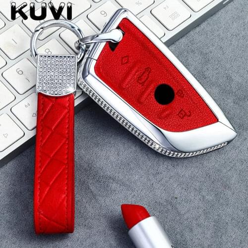 Alloy Car key Cover Case for BMW X1 X5 X6 F15 F16 F48 BMW 1 / 2 Series Leather Remote Controller Key Bag Holder Key chains