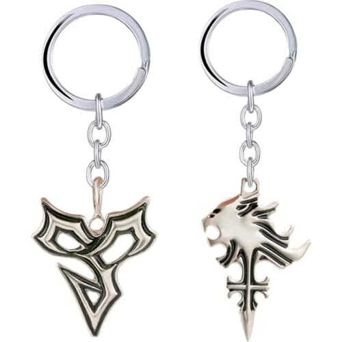 Game Final Fantasy Keychain Sleeping Lion Head Cross Pendant Key Ring Car Key Chaveiro Jewelry Accessories Souvenir Gift