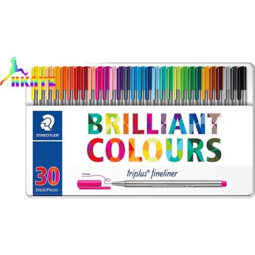 1sets Staedtler Triplus Fineliner 334 M50 0.3mm 50 Brilliant Colours Ink Pen Metal Tin