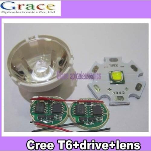 Cree XM-L LED T6 White Light + 3.7V Driver + Lens with Base Holder Kit