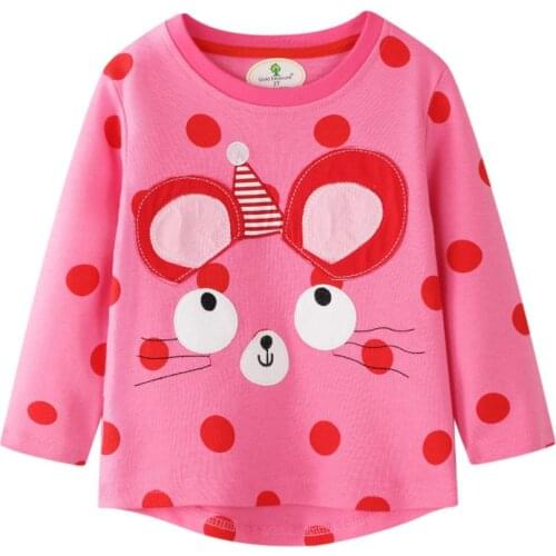 Autumn Spring New Cotton Girls T-shirt European And American Style Brand Dot Childrens Round Neck T-shirt