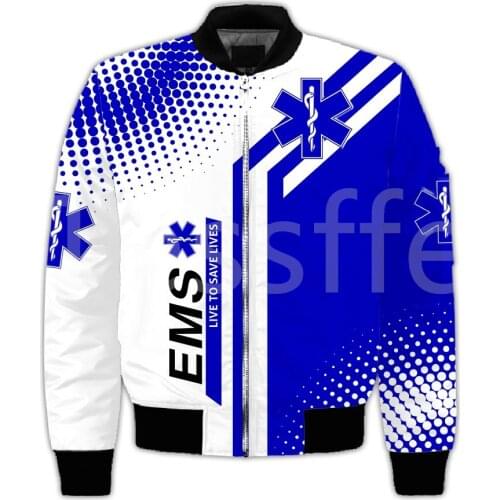 Tessffel Emergency Medical Technician EMT EMS Paramedic Nurse 3DPrint Men/Women Unisex Winter Warm Coat Zipper/Bomber Jacket A1