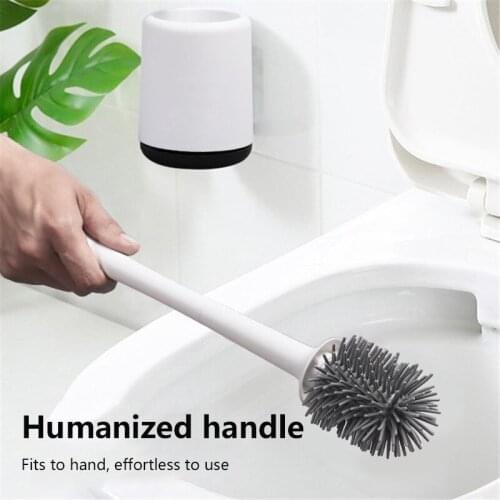 Toilet Brush No Dead Corner Wash Toilet Brush With Holder Quick Draining Soft Fur Wall-mounted Home Bathroom Toilet Cleaning Set