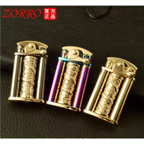Zorro kerosene oil lighter rotary dragon pillar rocker arm creative personalized grinding wheel retro igniter men gift 6.7CM