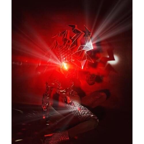 Bar DJ DS Gogo party women laser light dance costumes Nightclub Mirror Man costume glass suit