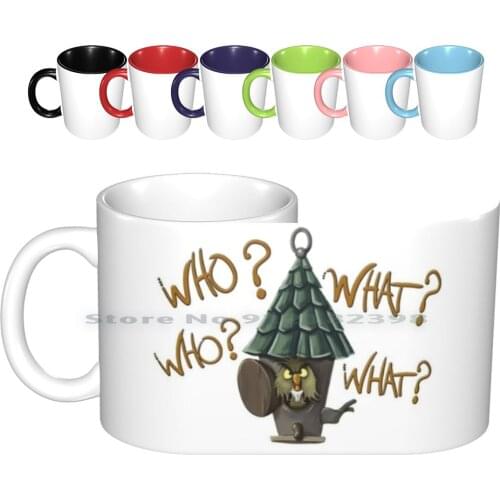 Who Who What What Archimedes Ceramic Mugs Coffee Cups Milk Tea Mug Sword In Stone Archimedes Cartoon Owl Hoot Funny Cool New