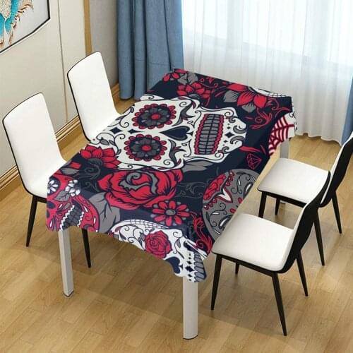 Mexico Sugar Skull Rose Rectangle Tablecloth Wedding Party Dining Room Picnic Kitchen Washable Table Cover
