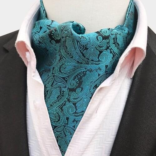 Linbaiway Mens Ascot Vintage Paisley Classic Wedding Formal Cravat Self Tie Gentleman Neckerchief Polyester Neck Tie Custom LOGO