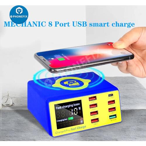 MECHANIC iCharge QC 3.0 USB Smart Charge Support Fast charger With LCD Display Wireless Charging Hub For iPhone Android Phones