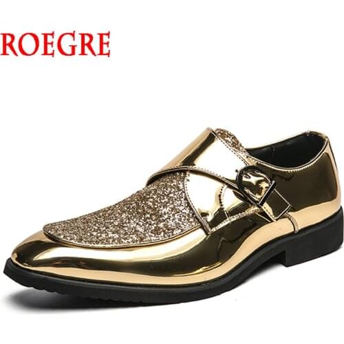 Men Dress Shoes Glitter Gold Silver Formal Leather Shoes Men Business Italian Style Oxford Shoes For Men Banquet wedding shoes
