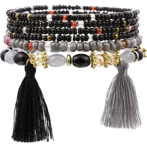 2019 new Fashion Vintage Ethnic multilayer big beads Bracelets Boho Statement Flower Bangles Bracelets for Women Jewelry