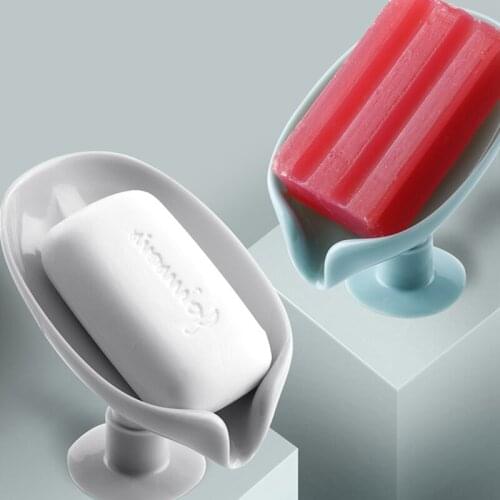 New Creative Leaf Shaped Soap Box Drain Soap Holder Box Bathroom Shower No Water Soap Holder Dish Storage Plate Tray Supplies
