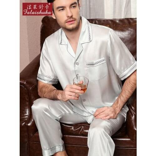 New Elegance 100% silk pajamas sets mens noble 19 momme 100% mulberry silk short sleeve pyjamas for male natural silk homewear