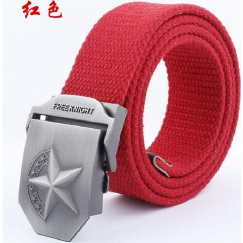 Canvas Mens Belt Outdoor Casual Thick Woven Student Jeans Personality Trend Automatic Buckle Seven-Star Belt Men Women Couples