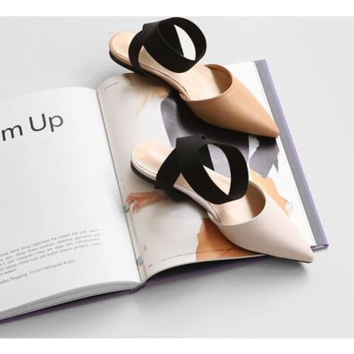 Flat Bottom 2020 New Style Baotou Cross Strap Elastic Belt Fairy Style All-match Pointed Summer Womens Sandals