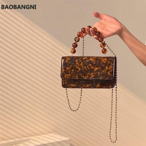 Shoulder Bags Women Vintage Chain-bag Crossbody Elegant Ladies Top-handle Flaps Stylish Designer Panelled Beading Handbag Trendy