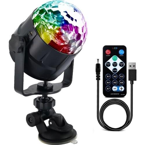 5V USB LED Projector Light DJ Stage Lamp Magic Ball Effect Lighting for Car Home Wedding Party with Remote Ajustable Base