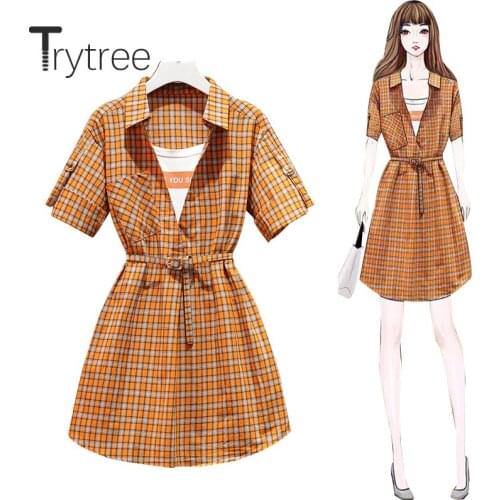 Модные платья в клетку Trytree China At AliExpress