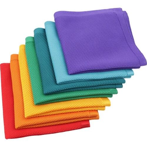 Premium Quality Solid Color Knitted Hankerchief Scarves Soft Men&Women Wedding Pocket Square Adult Tuxedo Bow Tie Accessory Gift