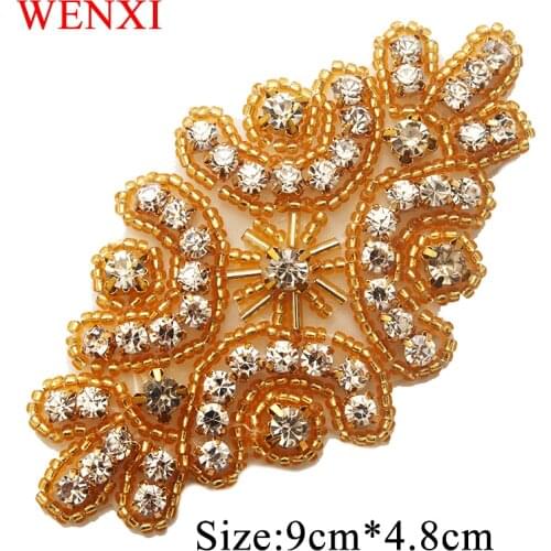 WENXI 20CS Wholesale Sliver Crystal Beads Rhinestone Applique Patch For Shoes Wedding Dress Belt Accessories WX923