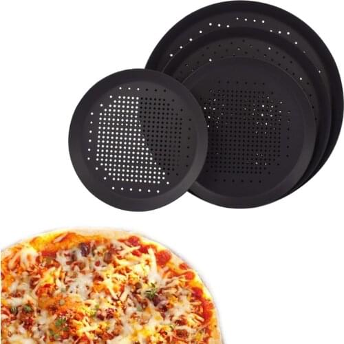 1Pcs Round Nonstick Pizza Pan Carbon Steel Pizza Stones Oven Baking Pans Cake Pie Dish Mold Tray Bakeware Accessories