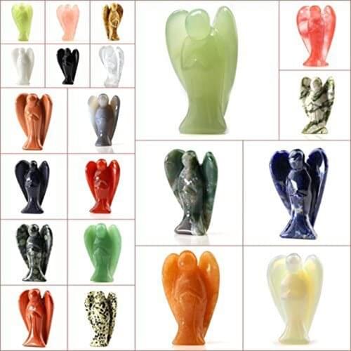 Whoelsale Hand Carved Gemstone Crystals Pray Angel 1.5" Decoration Jasper Figurine Mix 12pcs