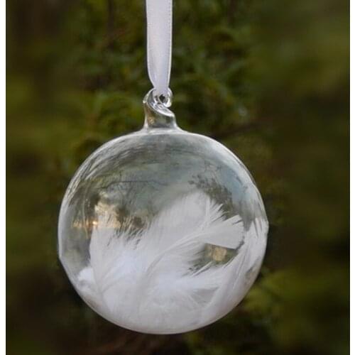 2pcs/pack Diameter=12cm Middle Size Inner Feather Transparent Glass Ball Wedding Decoration Hanging Globe Pendant