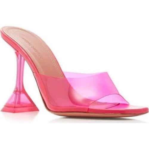 2021 PVC Jelly Slippers Crystal Open Toe Perspex Sike High Heels Crystal Women Transparent Heel Sandals Slippers Pumps