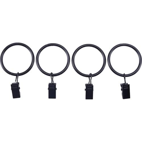 36 Pack Rings Curtain Clips Strong Metal Decorative Drapery window Curtain Ring with Clip Rustproof Vintage Interior Diameter Bl