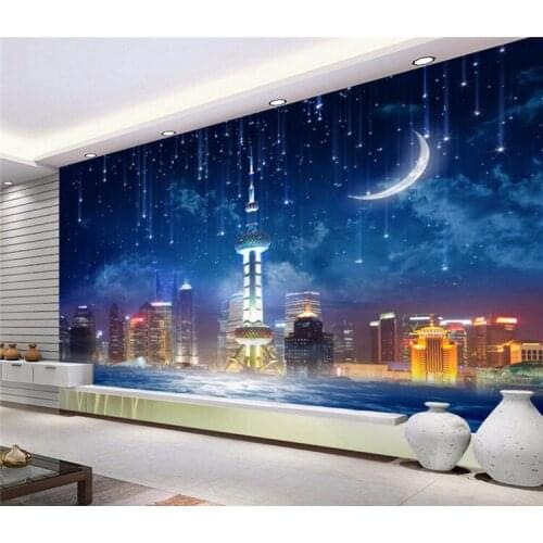 Custom 3d mural New stereoscopic 3D wallpaper the living room sofa space to develop urban panorama 3d photo wallpaper