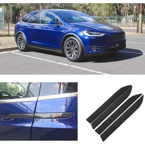 4Pcs Car Exterior Door Handle Cover Protector Sticker for Tesla Model X 2019-2021 Carbon Fiber Accessories